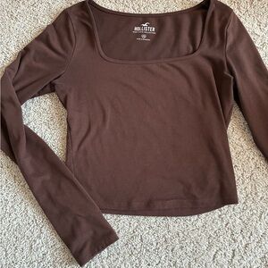 Hollister Women's Dark Brown Long Sleeve Top